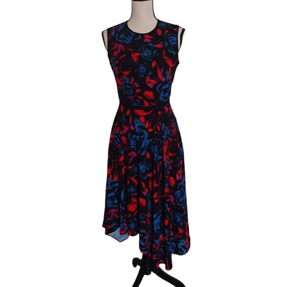 Hunter Bell Asymmetrical  Handkerchief Hem Floral Midi Dress - Picture 4 of 15